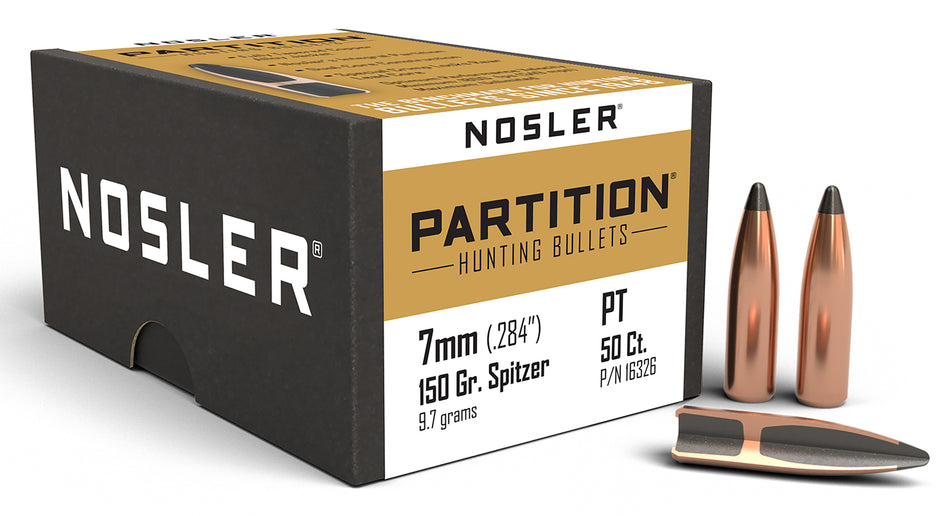 Nosler Partition 7mm 150gr Spitzer Hunting Bullets 50/Box