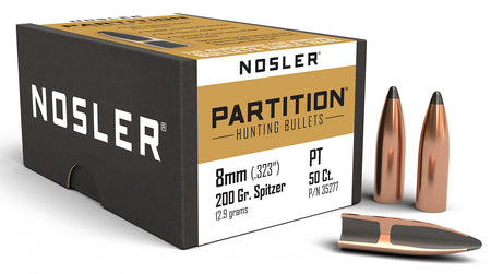 Nosler Partition 8mm 200gr Spitzer Reloading Bullets 50/Box
