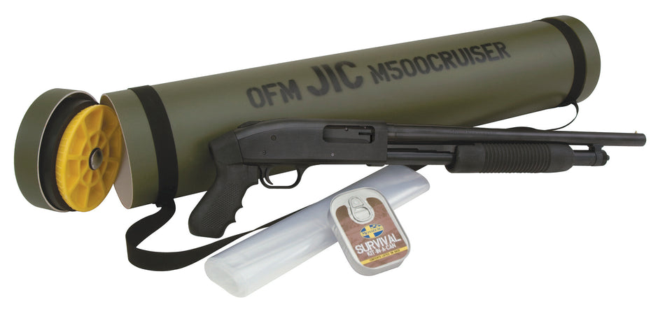 Mossberg 51340 500 JIC Cruiser 12 Gauge Pump 3" 5+1 18.50" Matte Blued Steel Barrel, Matte Blued Stainless Steel Receiver, Black Fixed w/Pistol Grip Synthetic Stock, Survival Kit In A Can