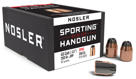 Nosler Sporting Handgun 45 Colt 250gr Jacketed Hollow Point Reloading Bullets 100/Box