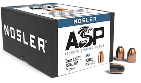 Nosler Assured Stopping Power 9mm 115gr Jacketed Hollow Point Reloading Bullets 250/Box