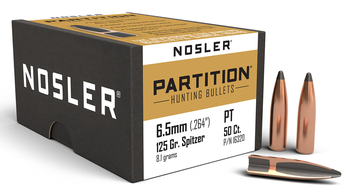 Nosler Partition 6.5 Creedmoor 125gr Spitzer Reloading Bullets 50/Box