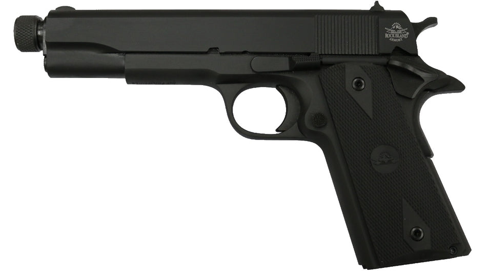 Rock Island 51473 GI Standard FS 45 ACP Caliber with 5" Barrel, 8+1 Capacity, Overall Black Parkerized Finish Steel, Beavertail Frame, Serrated Slide & Black Rubber Grip