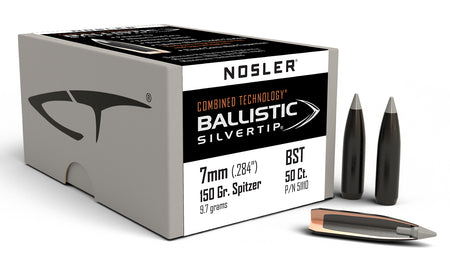 Nosler Ballistic Silvertip 7mm 150gr Spitzer Reloading Bullets 50/Box