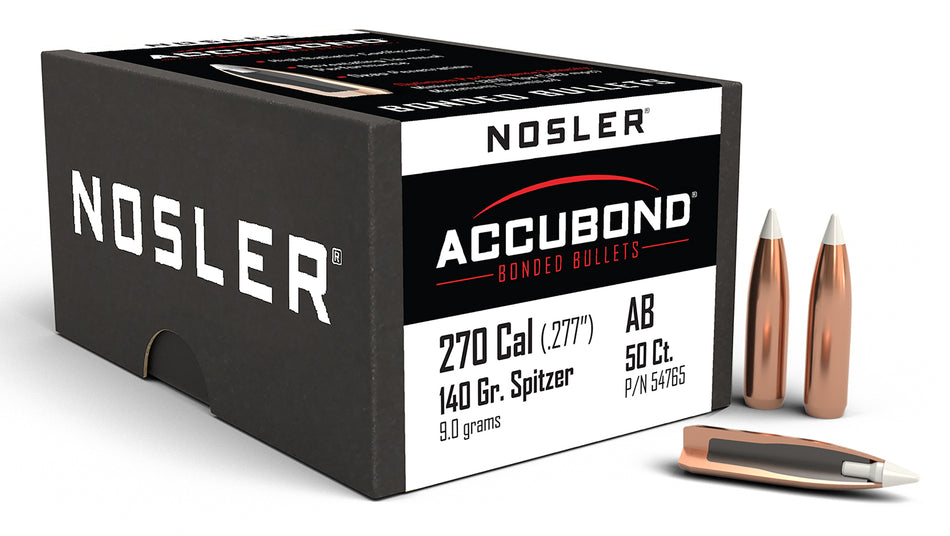 Nosler AccuBond 270 Caliber 140gr Spitzer Boat Tail Bullet 50/Box