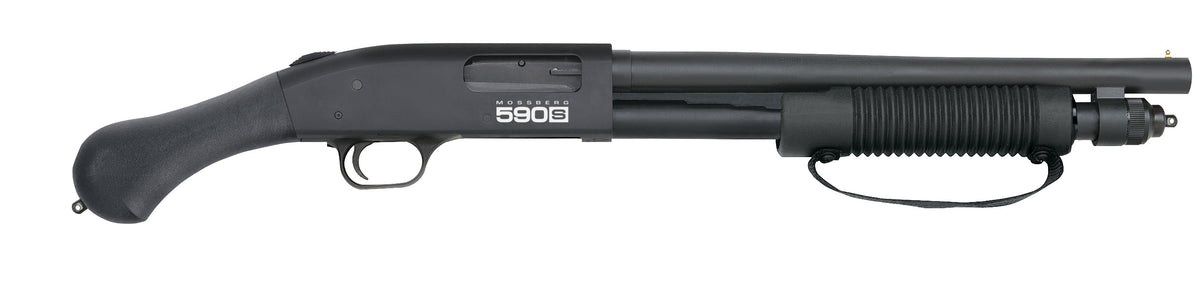 Mossberg 51601 590S Shockwave 12 Gauge Pump 3" 8+1 14.38" Matte Blued Steel Barrel, Black Anodized Receiver, Black Raptor Birdshead Grip