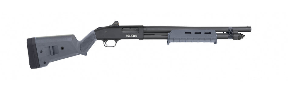 Mossberg 51606 590S w/Optic Compact 12 Gauge Pump 3" 5+1 18.50" Matte Blued Steel Barrel, Drilled & Tapped Receiver, MOE Forend, Gray Magpul SGA Adj Stock Synthetic Stock, Holosun Micro Dot