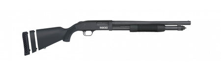 Mossberg 51607 590S Compact 12 Gauge Pump 3" 5+1 18.50" Matte Blued Stainless Steel Barrel, Black Drilled & Tapped Receiver, Adj LOP Black Synthetic Stock