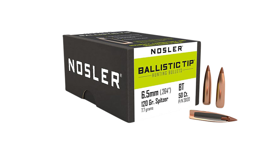 Nosler Ballistic Tip Hunting 6.5mm 120gr Spitzer Boat Tail 50/Box