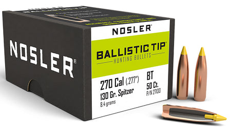Nosler Ballistic Tip Hunting 270 Caliber 130gr Spitzer Boat Tail 50/Box