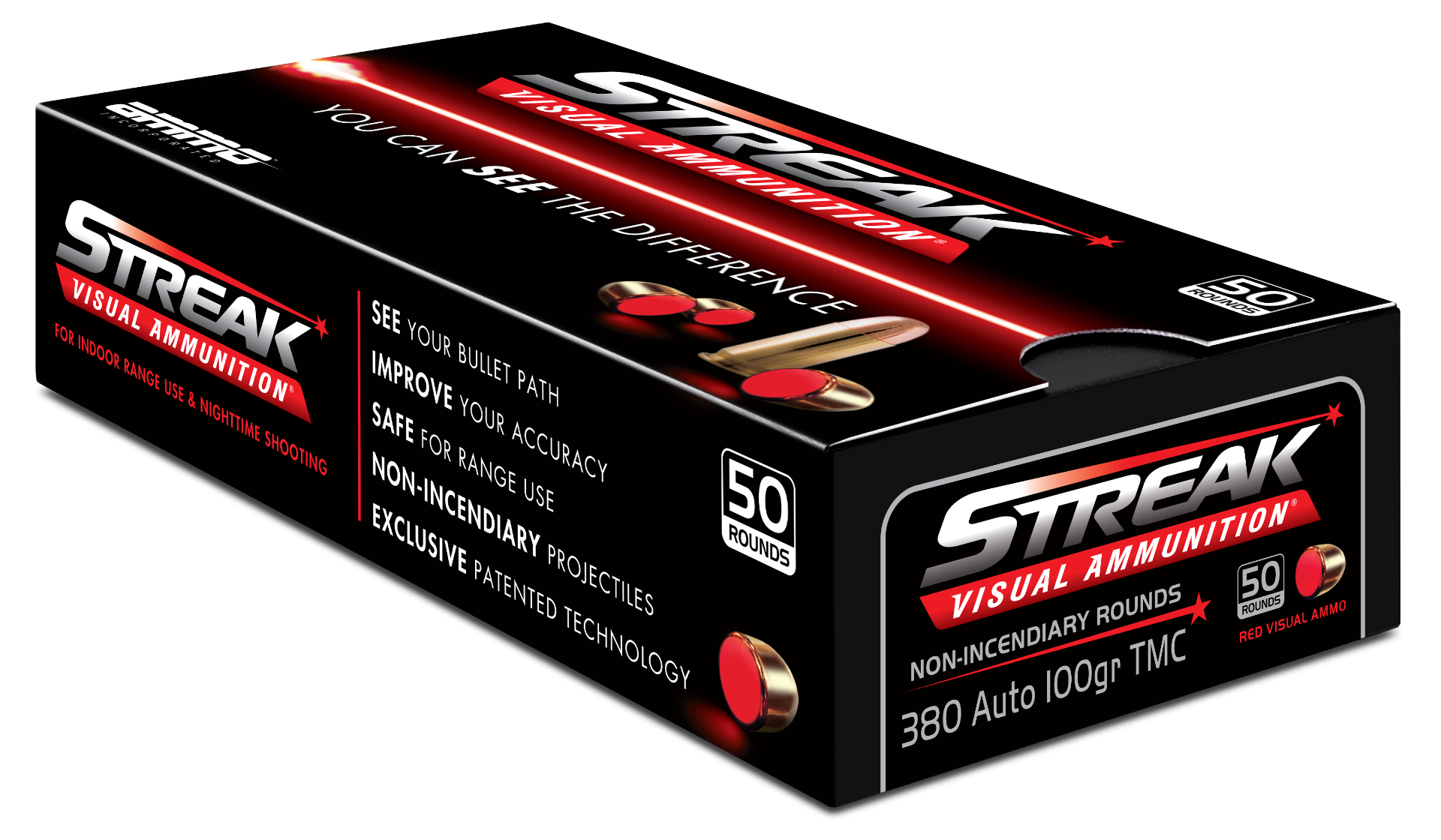 Ammo Inc STREAK AMO 380 AUTO 100GR TMC REDB
