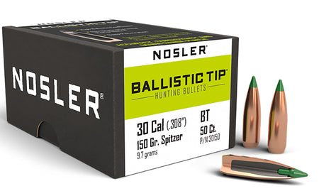 Nosler Ballistic Tip Hunting 30 Caliber 150gr Spitzer Boat Tail 50/Box
