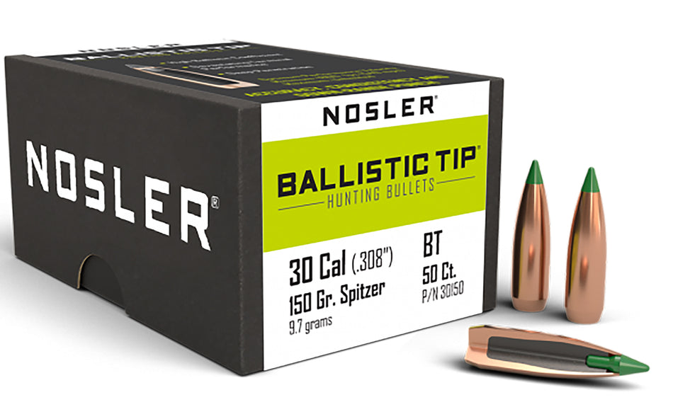 Nosler Ballistic Tip Hunting 30 Caliber 150gr Spitzer Boat Tail 50/Box
