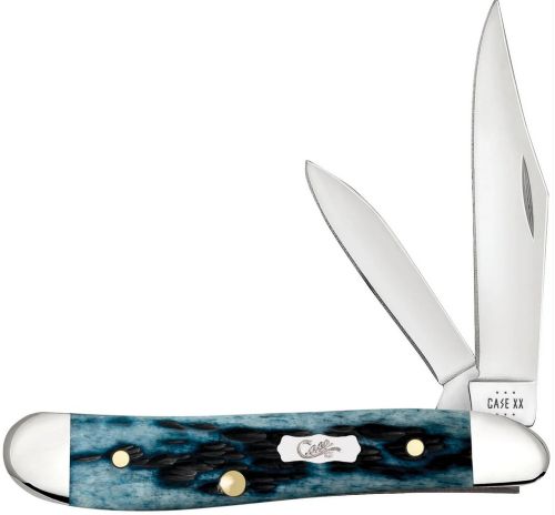 Case Pocket Worn Mediterranean Blue Bone Small Peanut Knife