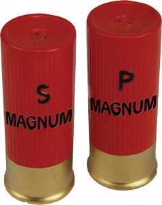 Rivers Edge Shotgun Shell Shaped Ceramic Salt and Pepper Shakers