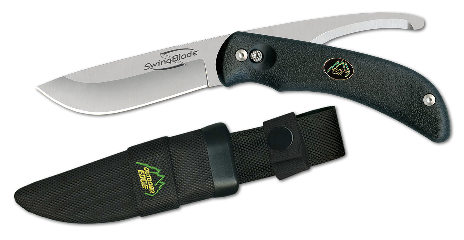 Outdoor Edge SwingBlade SB10N 3.60"/3.20" Folding AUS8 Stainless Steel Blade Black TPR Hunting Knife