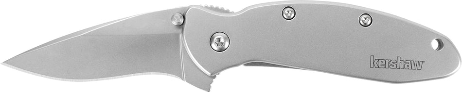 Kershaw Scallion 1620FL 2.40" Assisted-Open Folding Drop Point 420HC Bead Blasted Blade Stainless Steel Handle with Clip