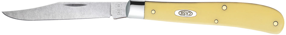Case Slimline Trapper 3.25" Folding Clip Point Blade Tumble Polish Chrome Vanadium Yellow Synthetic Handle