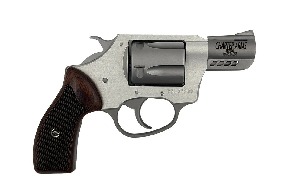 Charter Arms 53802 Coyote Small 380 ACP 5 Shot 2" Ported Stainless Steel Barrel, Stainless Steel Cylinder, Anodized Aluminum Frame, Rosewood Checkered Grip, Exposed Hammer
