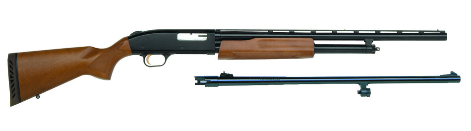 Mossberg 54188 500 Bantam Combo Youth 20 Gauge Pump 3" 5+1 Blued 22" Vent Rib/24" Fully-Rifled Barrels, Blued Steel Receiver, Fixed Wood Stock, Right Hand, Accu-Set Full Rifled Bore Choke
