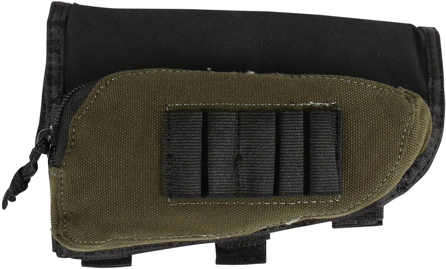 Allen 5rd Adjustable Rifle Buttstock Shell Holder, Black/Green Cordura with Cheek Piece