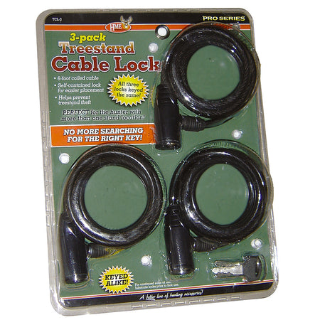 HME Cable Lock 6 ft. Treestand Security 3 pk.