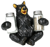 Rivers Edge Poly Resin Bear Holding Glass Salt & Pepper Shakers