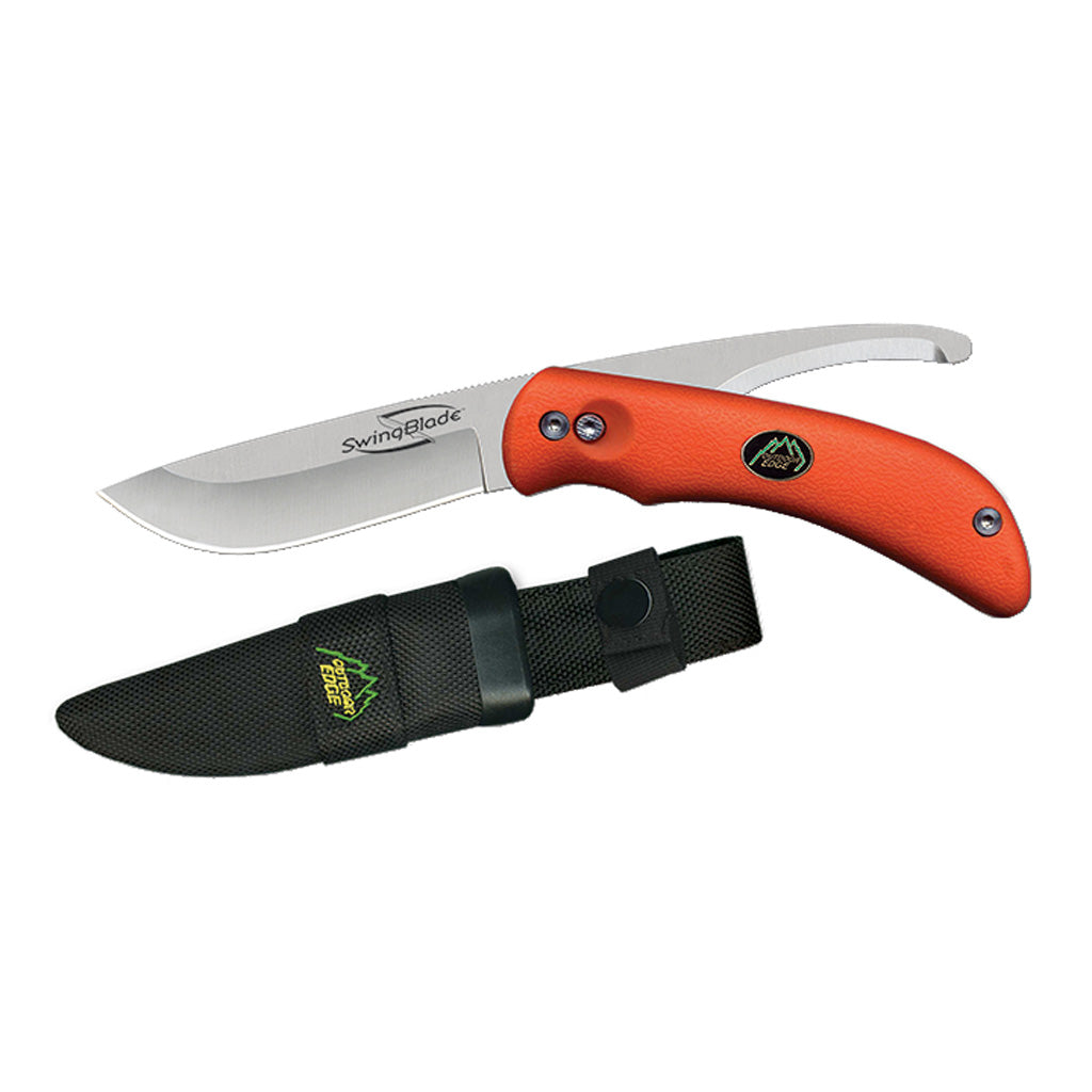 Outdoor Edge Dual Blade Swing Blade Knife Orange Kraton Handle