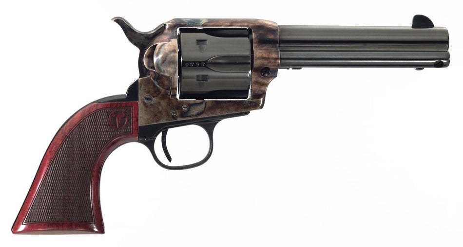Taylors & Company 550812 Smoke Wagon 45 Colt (LC) Caliber with 4.75" Blued Finish Barrel, 6rd Capacity Blued Finish Cylinder, Color Case Hardened Finish Steel Frame & Checkered Walnut Grip