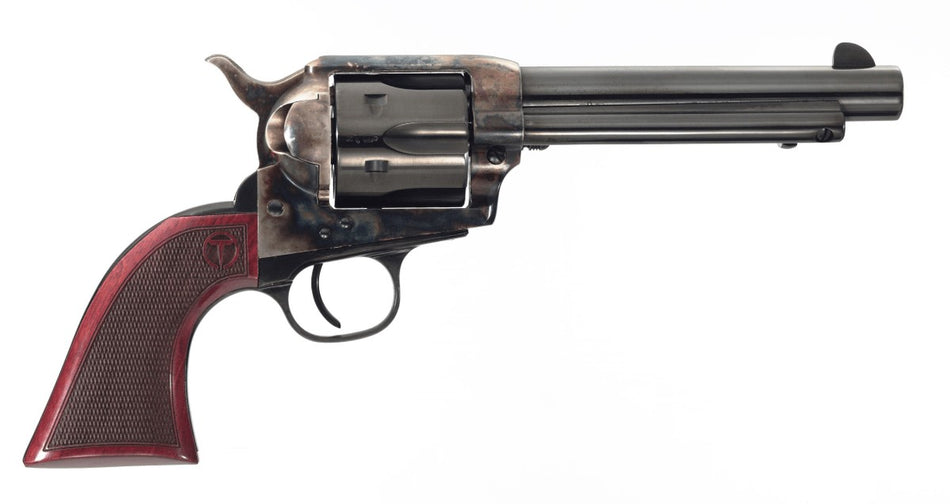 Taylors & Company 550813DE Smoke Wagon Uberti 45 Colt (Long Colt) 6 Shot 5.50" Blued Round Barrel & Cylinder, Color Case Hardened Steel Frame, Checkered Walnut Navy Grip, Exposed Hammer