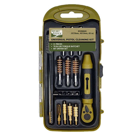 Sport Ridge Universal 23PC Pistol Cleaning Kit with Ratchet for 9MM 40 45 Cal