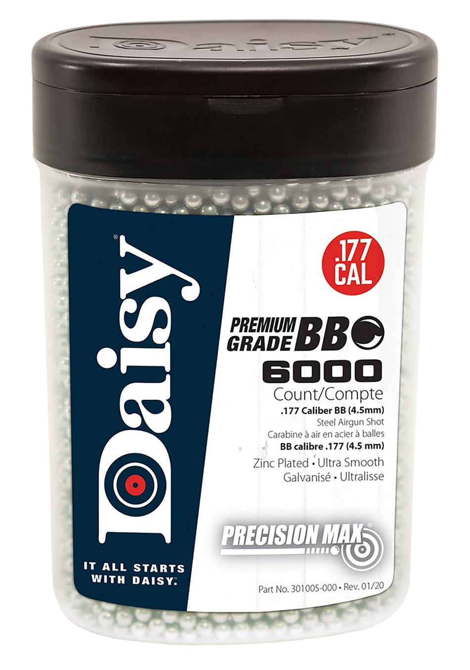 Daisy 980060444 .177 Zinc-Plated Steel Airgun BB 6000-Count Flip-Top Bottle