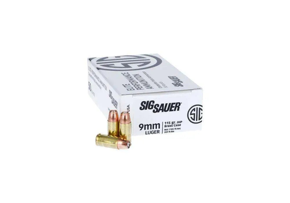 Sig Sauer Elite Performance 9mm Luger / Parabellum 115 grain Jacketed Hollow Point ammunition