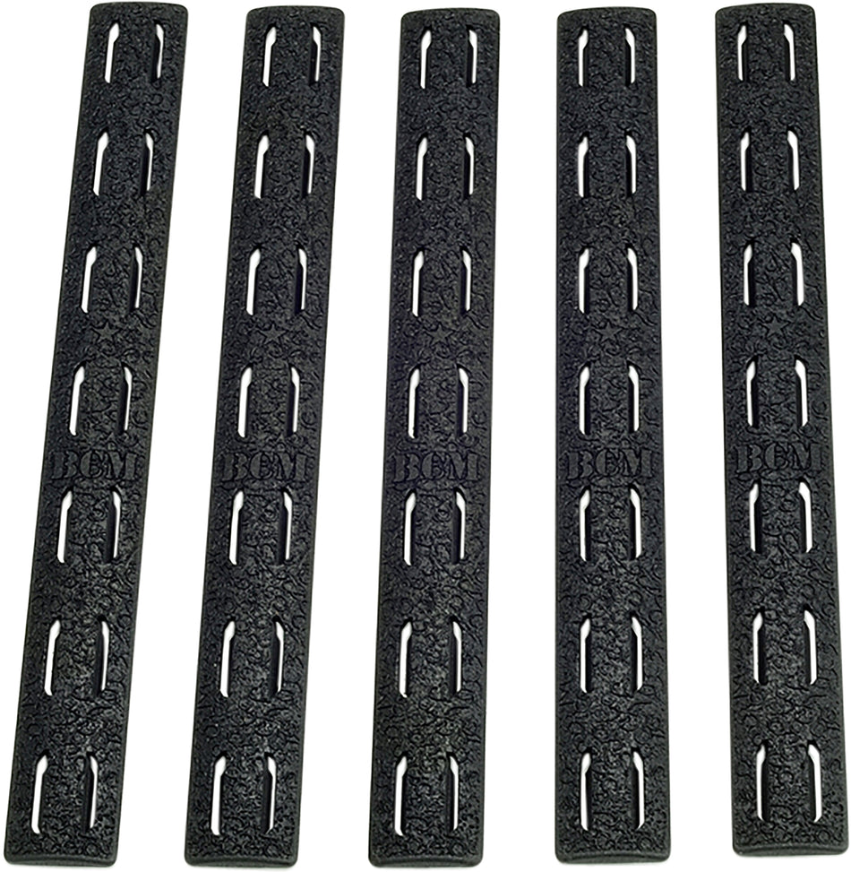 BCM KeyMod Handguard Panel Kit 5.55 Inch Ventilated Black Polymer 5 Strips