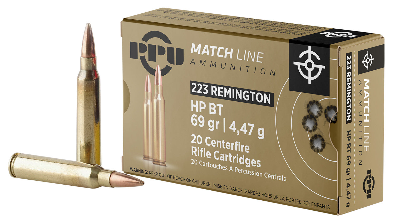 Prvi Partizan Match Hollow Point Boat Tail 69 Grain .223 Remington 2855 fps