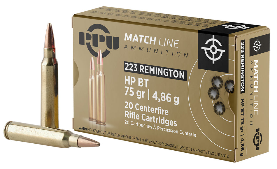 Prvi Partizan Match Hollow Point Boat Tail 75 Grain .223 Remington 2720 fps