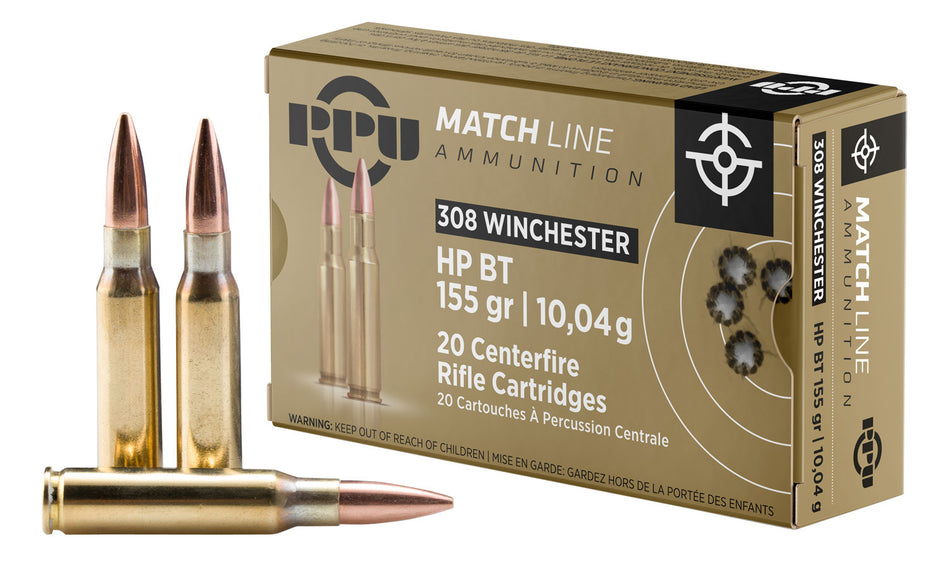 Prvi Partizan Match .308 Win / 7.62x51mm 155 grain Hollow Point Boat Tail ammunition