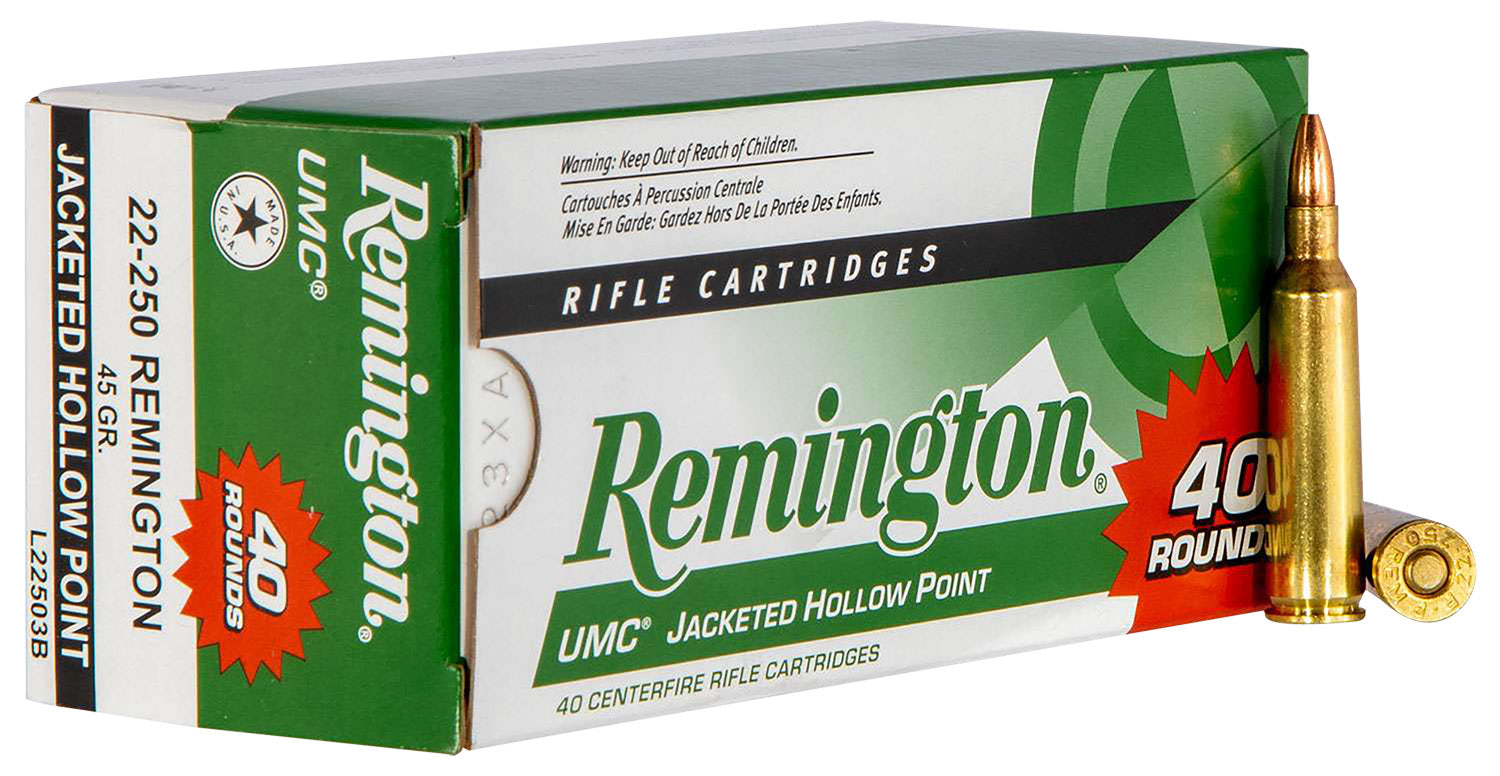 Remington UMC Value Pack Jacketed Hollow Point 45 Grain .22-250 Remington 4000 fps