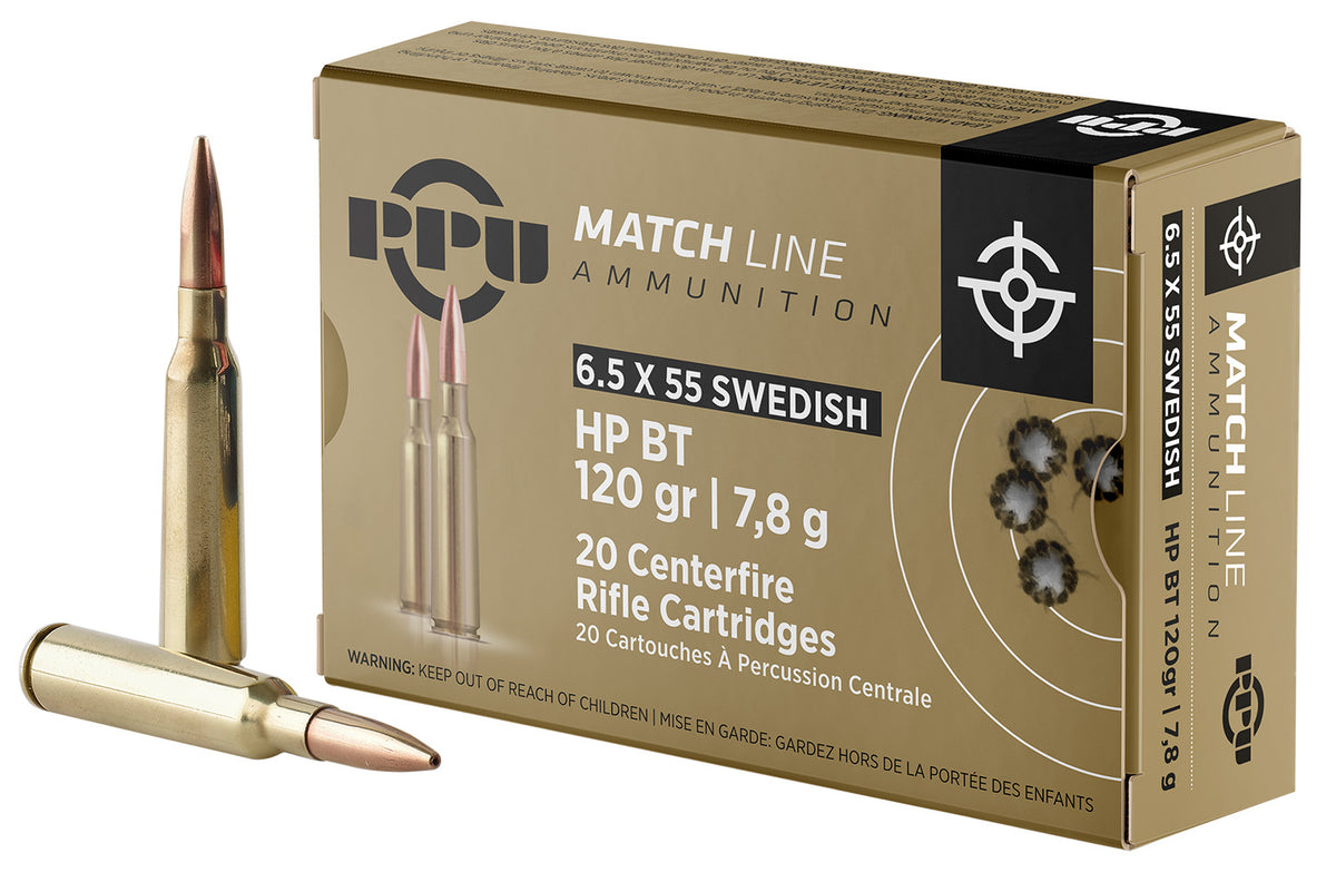 Prvi Partizan Match 6.5x55mm Swedish 120 grain Hollow Point Boat Tail ammunition