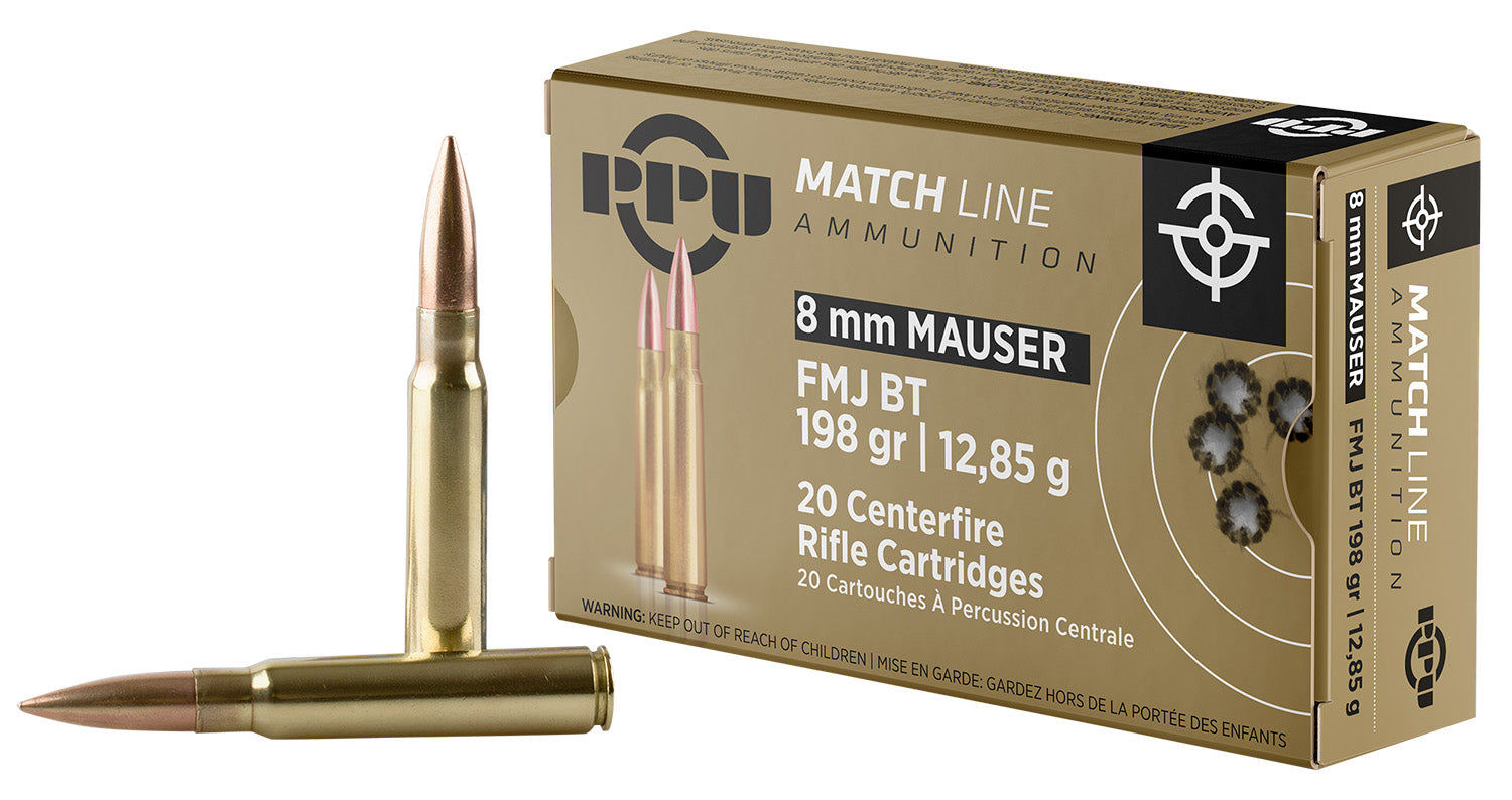 Prvi Partizan Match 8mm Mauser 200 grain Full Metal Jacket Boat Tail ammunition