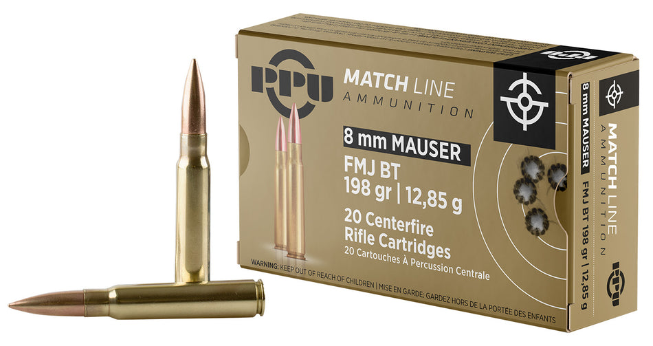 Prvi Partizan Match 8mm Mauser 200 grain Full Metal Jacket Boat Tail ammunition