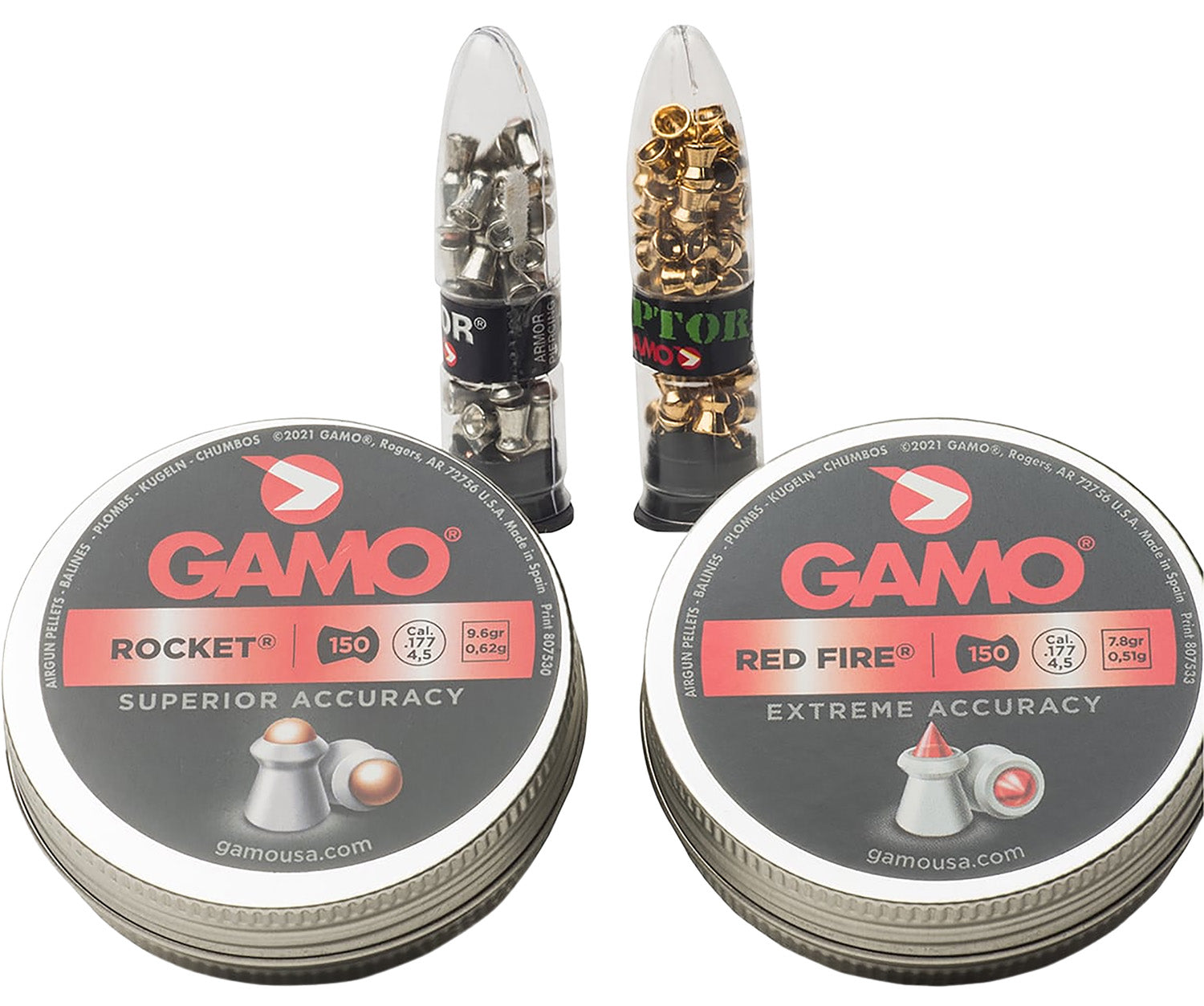Gamo .177 High Performance Airgun Pellet Combo RedFire Rocket PBA 400 Pellets