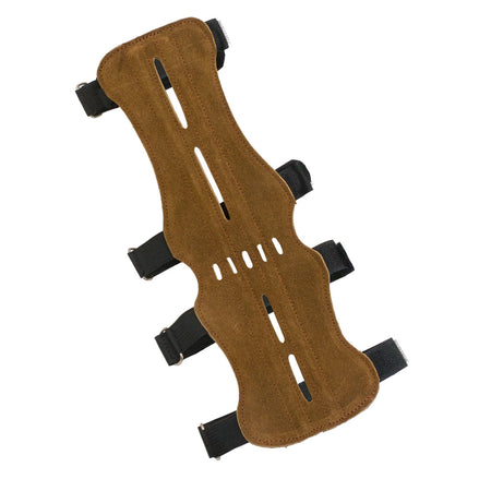 October Mountain Suede Leather Archery Arm Guard 4-Strap Vented