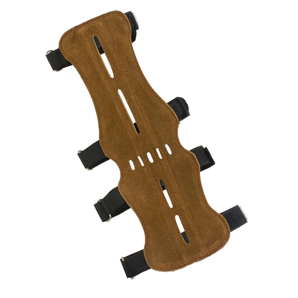 October Mountain Suede Leather Archery Arm Guard 4-Strap Vented