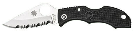 Spyderco Ladybug 3 Folding Pocket Knife LBKS3 1.94" VG-10 Modified Clip Point Serrated Blade Black FRN Handle