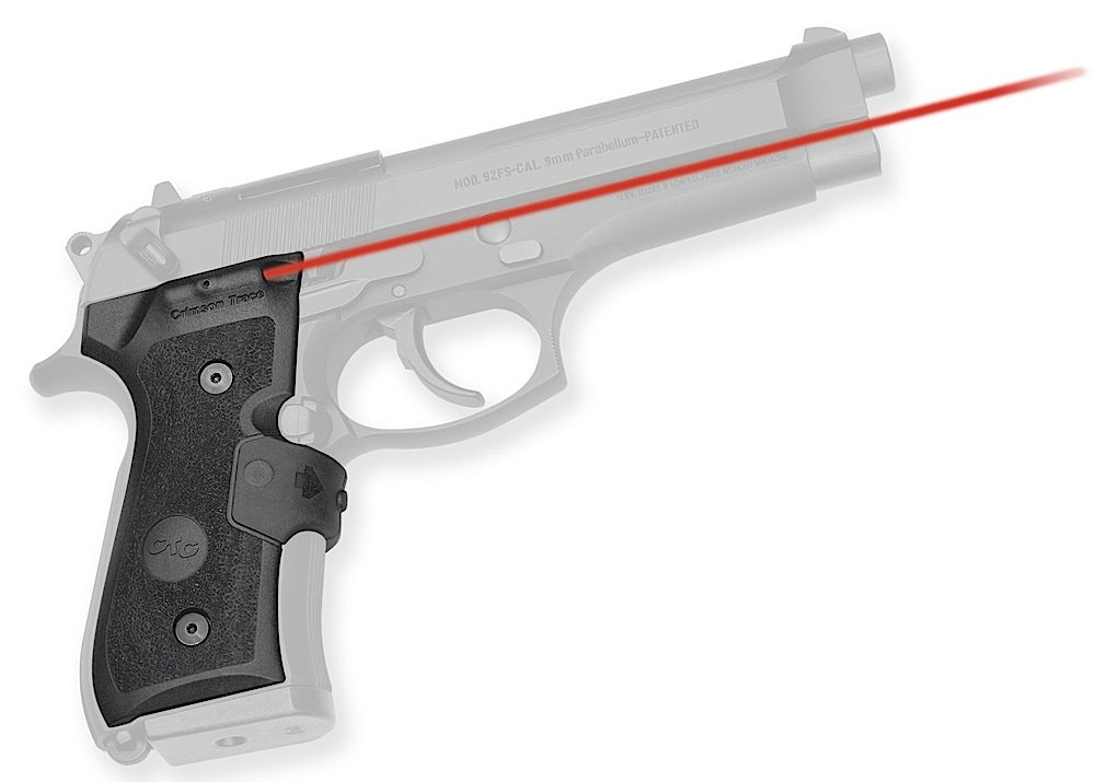 Crimson Trace Red Laser Mil-Spec Lasergrips for Beretta 92, 96 and M9A1 Pistols, Aggressive Texture Black Polymer