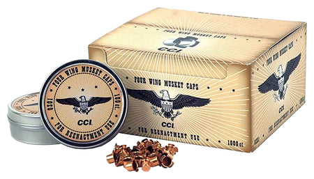 CCI Four Wing Musket Caps Brass 1000 Per Box Black Powder 301