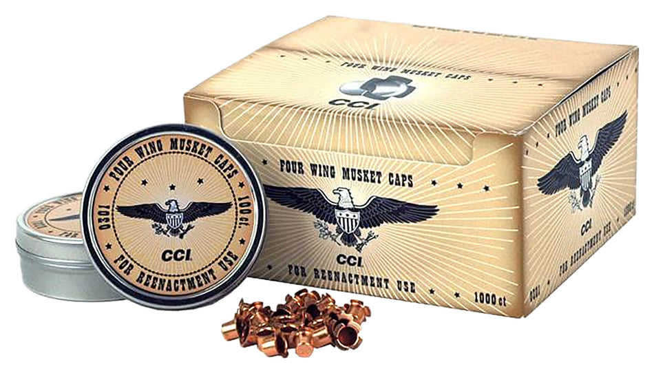 CCI Four Wing Musket Caps Brass 1000 Per Box Black Powder 301