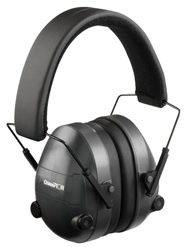Champion Electronic Shooting Earmuff 25NRR Over the Head Black Collapsible Easy Storage