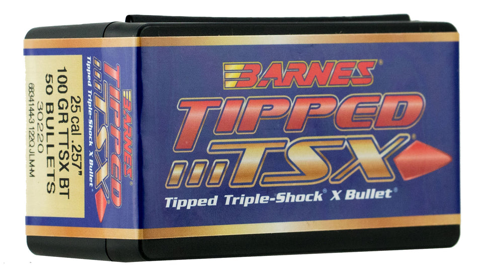 Barnes Bullets 30220 Tipped TSX .25 Caliber 100gr TTSX Boat Tail Bullet 50/Box